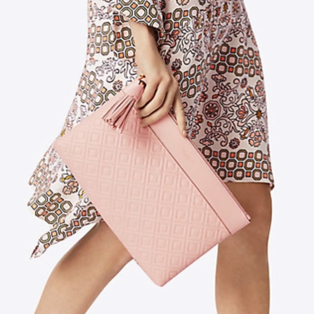 Tory Burch pink Fleming medium pouch